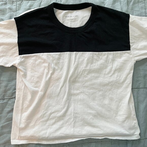 Black/White Cropped Everlane Cotton TShirt - Picture 1 of 4